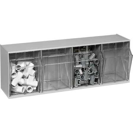 Quantum Storage Systems QTB304 Tilt Out Storage Bin- 4 Compartments Gray QTB304GY
